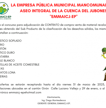 VENTA DE MATERIAL REVALORIZADO PARA EL AÑO 2023