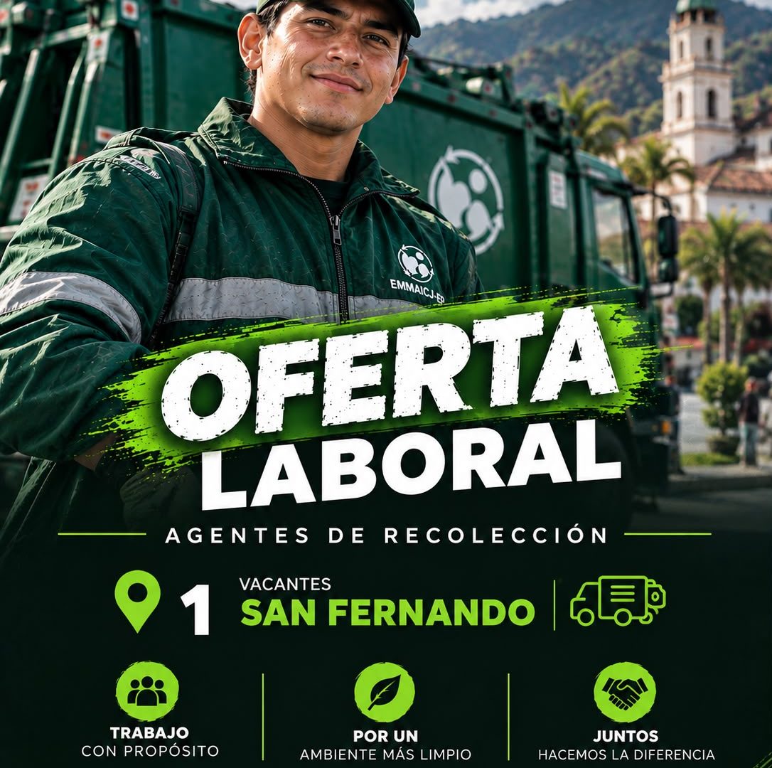 📢 OFERTA LABORAL | NABÓN ¡Únete a nuestro equipo de trabajo! La EMMAICJ-EP invita a la ciudadanía del cantón Nabón a postularse a 2 vacantes para el cargo de Agente de Recolección, con el objetivo de fortalecer el servicio de recolección de residuos sólidos en el cantón. Si estás interesado en formar parte de nuestro equipo, revisa los requisitos y las condiciones de la oferta laboral. 📍 Lugar de trabajo: Cantón Nabón 👷 Cargo: Agente de Recolección 🔢 Vacantes disponibles: 2 ¡Sé parte de nuestro compromiso con un ambiente más limpio y saludable! EMMAICJ-EP | Nos une el ambiente.